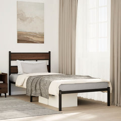 vidaXL Bed Frame without Mattress with Headboard Brown Oak 90x190 cm Single 1