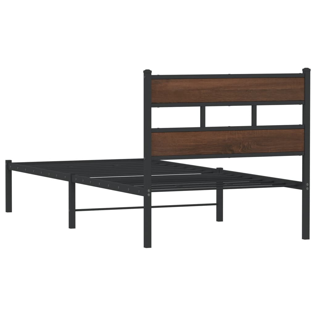 vidaXL Bed Frame without Mattress with Headboard Brown Oak 90x200 cm 6