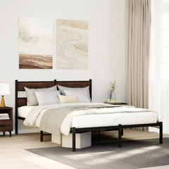Bed Frame without Mattress Brown Oak Length 190 cm with Headboard 137 cm