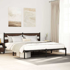 vidaXL Bed Frame without Mattress Brown Oak Length 200 cm with Headboard