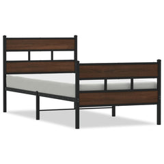 Bed Frame without Mattress Brown Oak Length 190 cm with Headboard & Footboard 75 cm