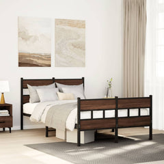 Bed Frame without Mattress Brown Oak Length 190 cm with Headboard & Footboard 120 cm