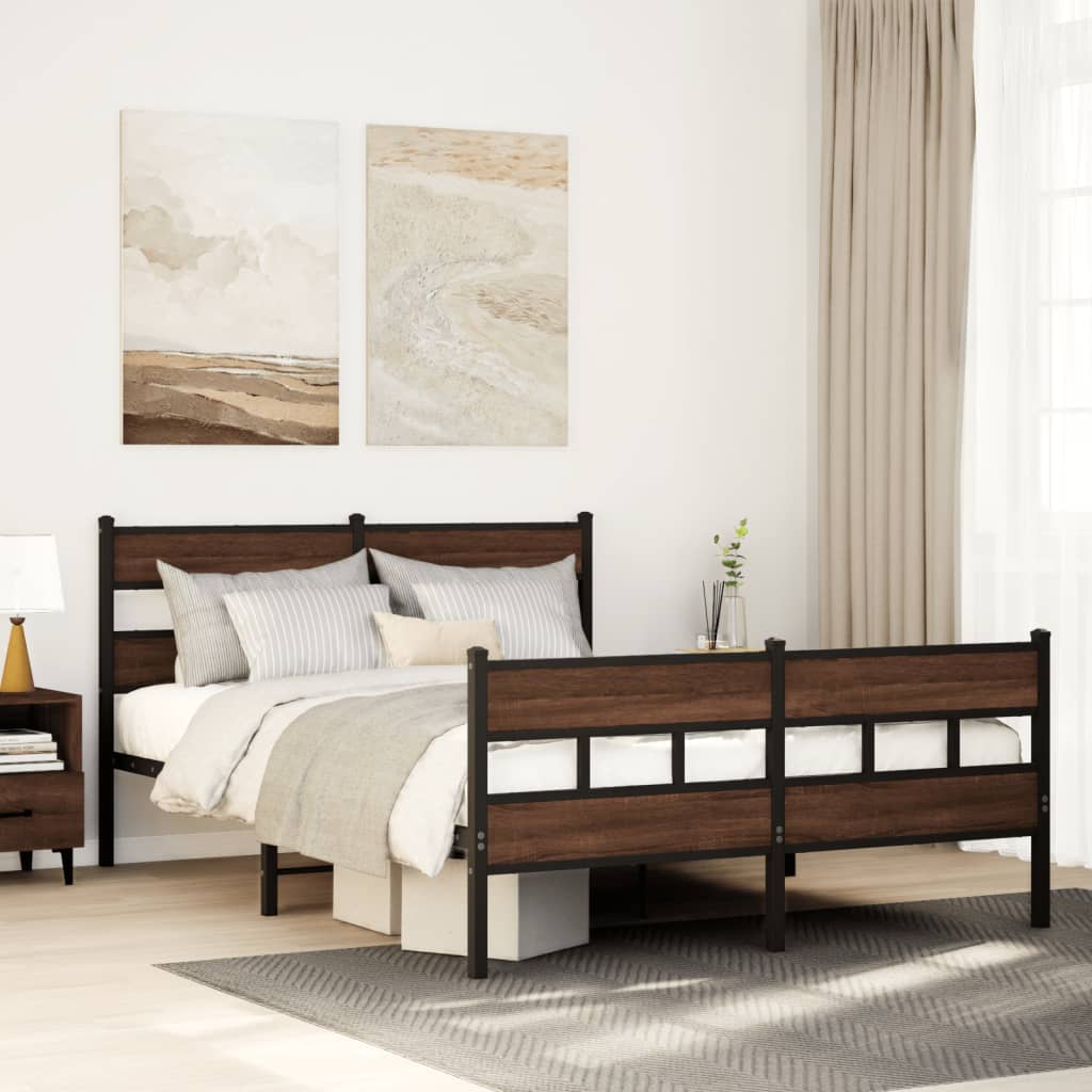 Bed Frame without Mattress Brown Oak Length Headboard Footboard