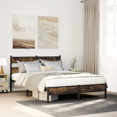 vidaXL Bed Frame without Mattress Smoked Oak 75x190 cm Small Single Engineered Wood 1