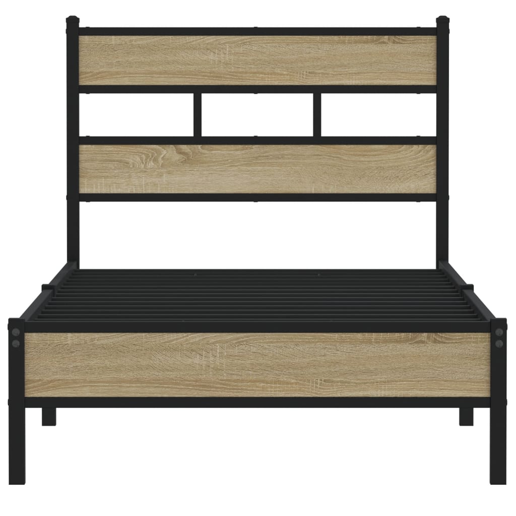 Bed Frame without Mattress Engineered Wood Sonoma Oak Length 200 cm with Headboard & Low Footboard 80 cm
