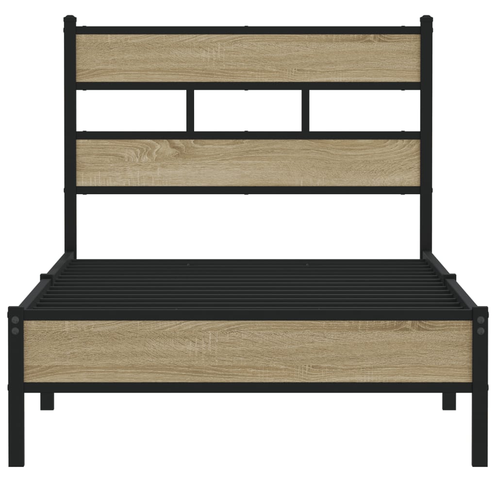 vidaXL Bed Frame without Mattress Sonoma Oak 100x190 cm Engineered Wood 4