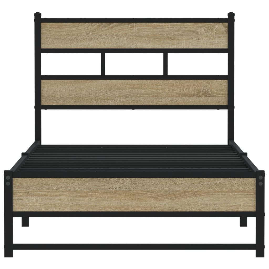vidaXL Metal Bed Frame without Mattress Sonoma Oak 75x190 cm Small Single 4