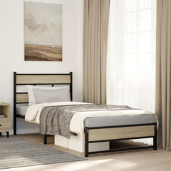 vidaXL Metal Bed Frame without Mattress Sonoma Oak 75x190 cm Small Single 1