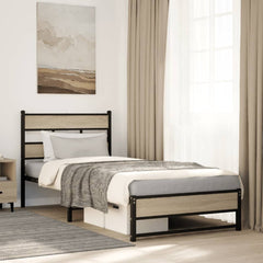 Metal Bed Frame without Mattress Sonoma Oak Length 190 cm with Headboard & Dual Low Footboard 100 cm