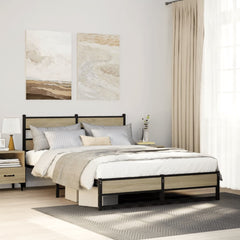 Metal Bed Frame without Mattress Sonoma Oak Length Headboard Dual Low Footboard