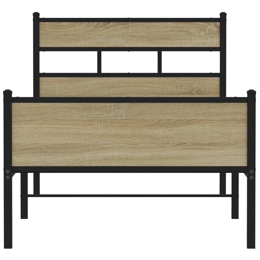 vidaXL Bed Frame without Mattress Sonoma Oak 75x190 cm Small Single Engineered Wood 4