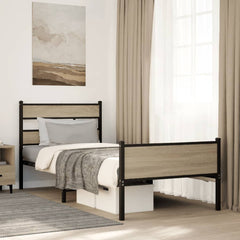 vidaXL Bed Frame without Mattress Sonoma Oak 75x190 cm Small Single Engineered Wood 1