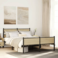 Bed Frame without Mattress Engineered Wood Sonoma Oak Length 190 cm with Headboard & High Footboard 140 cm