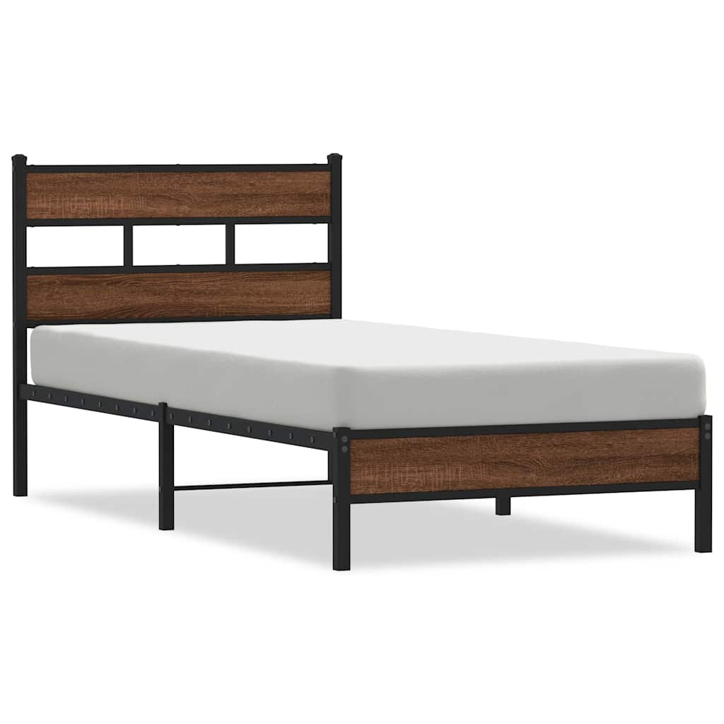 vidaXL Bed Frame without Mattress Brown Oak 90x200 cm Engineered Wood 2