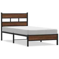 vidaXL Bed Frame without Mattress Brown Oak 90x200 cm Engineered Wood 2