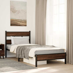 vidaXL Bed Frame without Mattress Brown Oak 90x200 cm Engineered Wood 1