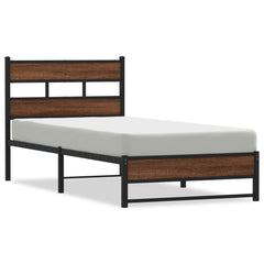 vidaXL Metal Bed Frame without Mattress Brown Oak 90x190 cm Single 2