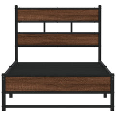 vidaXL Metal Bed Frame without Mattress Brown Oak 90x190 cm Single 4