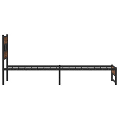 vidaXL Metal Bed Frame without Mattress Brown Oak 90x190 cm Single 5