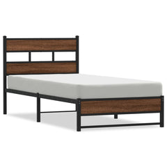 vidaXL Metal Bed Frame without Mattress Brown Oak 100x200 cm 2