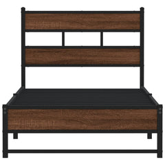 vidaXL Metal Bed Frame without Mattress Brown Oak 100x200 cm 4