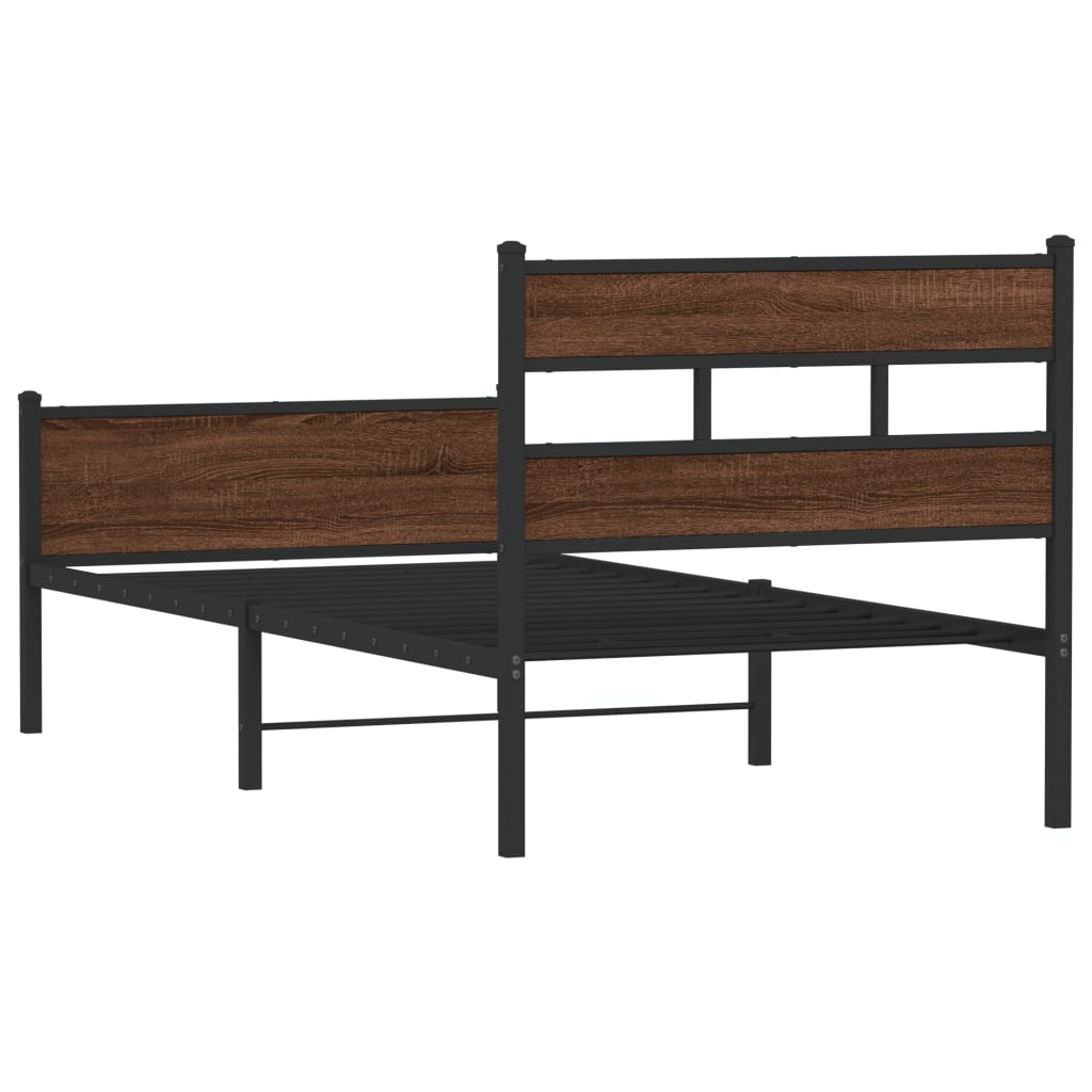 vidaXL Bed Frame without Mattress Brown Oak 90x190 cm Single Engineered Wood 6