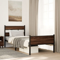 vidaXL Bed Frame without Mattress Brown Oak 90x190 cm Single Engineered Wood 1
