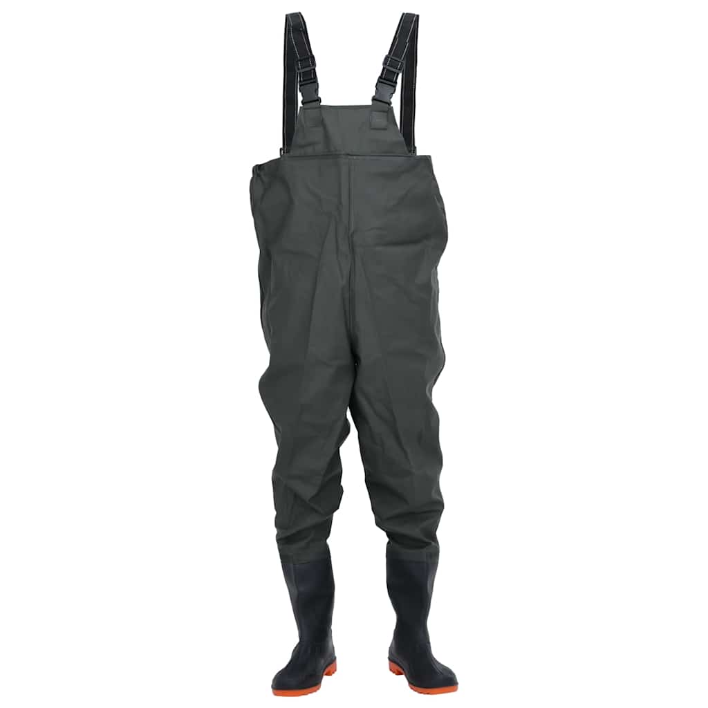 vidaXL Chest Waders with Boots Dark Green Size 41 2