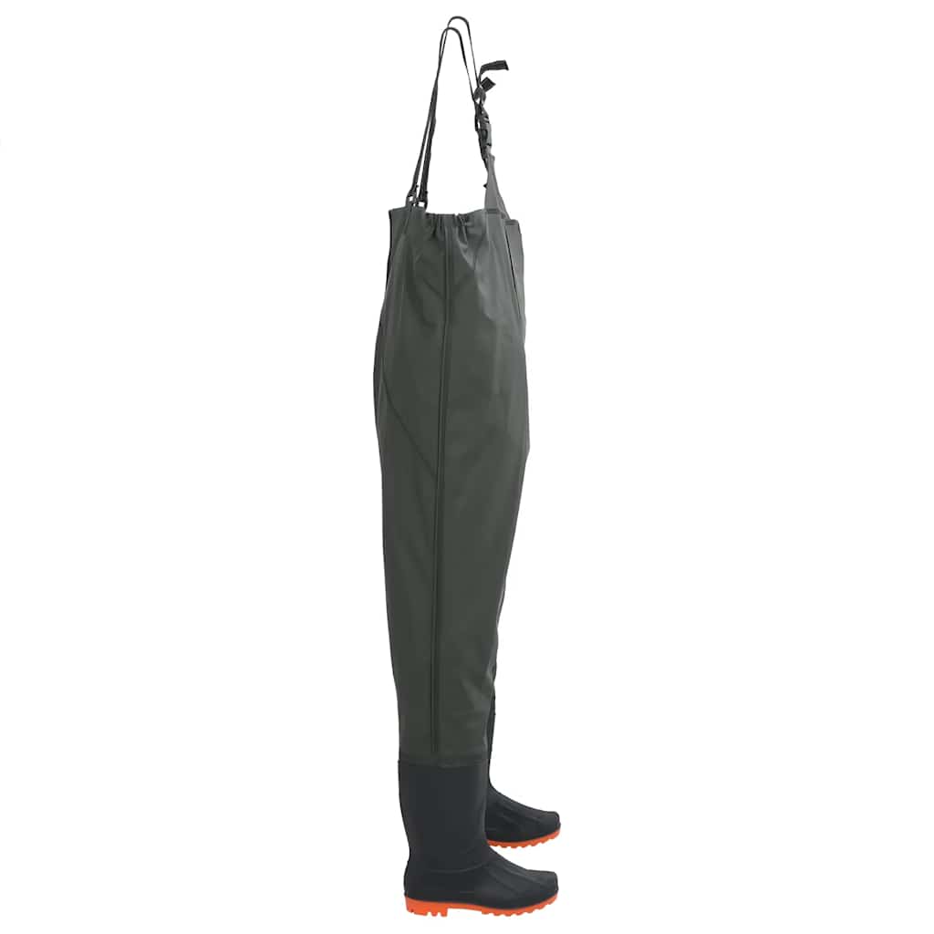 vidaXL Chest Waders with Boots Dark Green Size 41 3