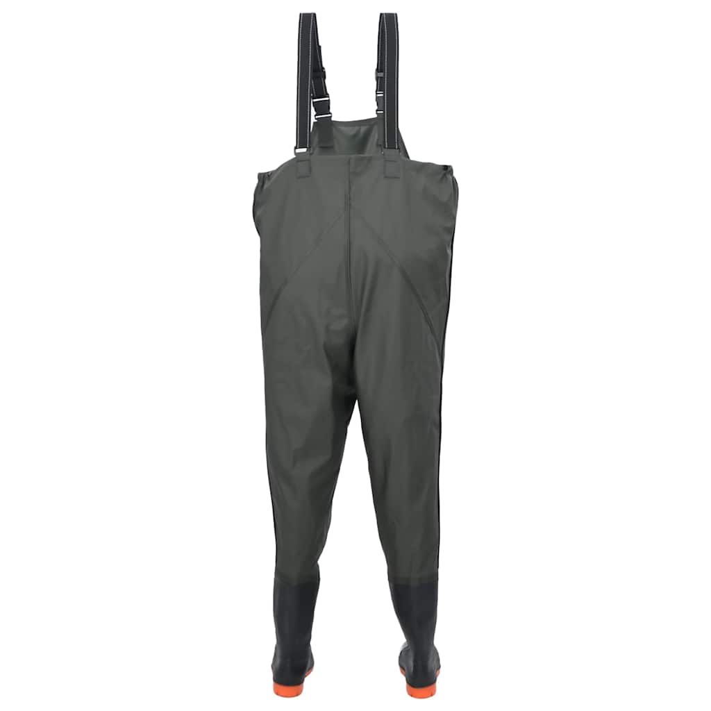 vidaXL Chest Waders with Boots Dark Green Size 43 3