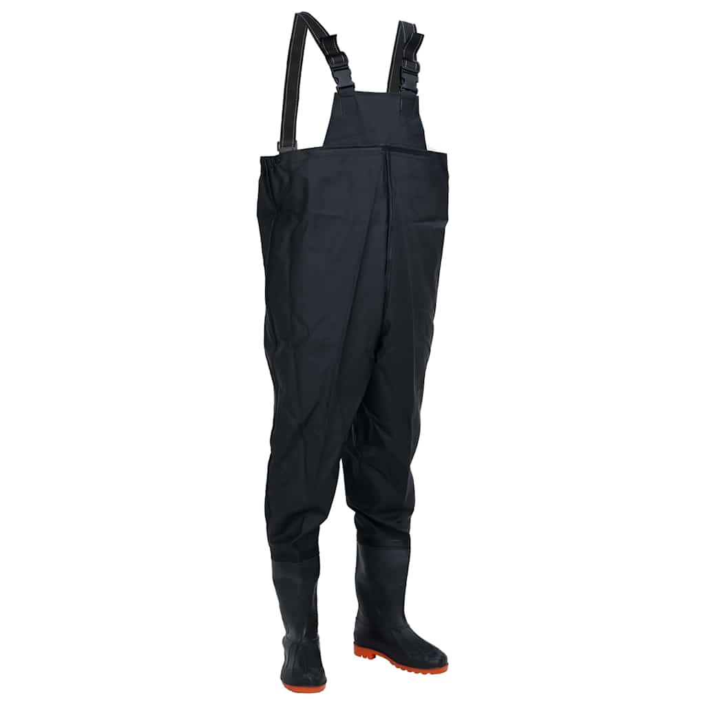 vidaXL Chest Waders with Boots Black Size 45 1