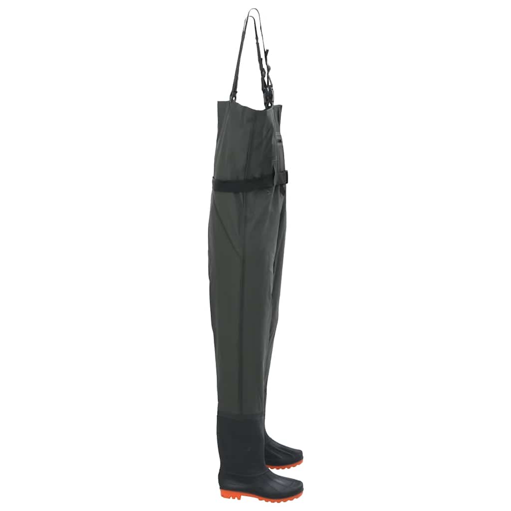 vidaXL Chest Waders with Boots and Belt Dark Green Size 39 3
