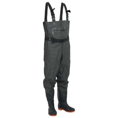 vidaXL Chest Waders with Boots and Belt Dark Green Size 45 1