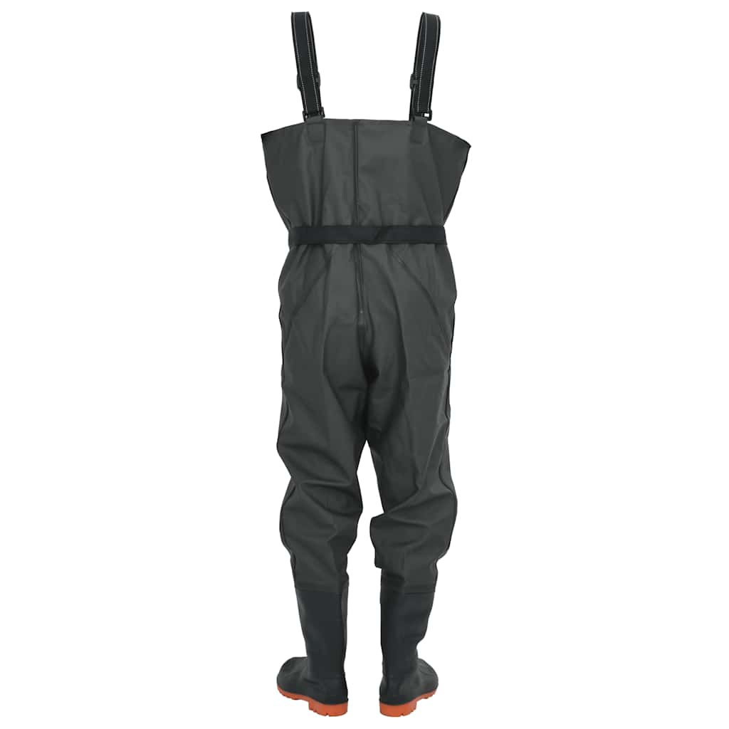 vidaXL Chest Waders with Boots and Belt Dark Green Size 45 4