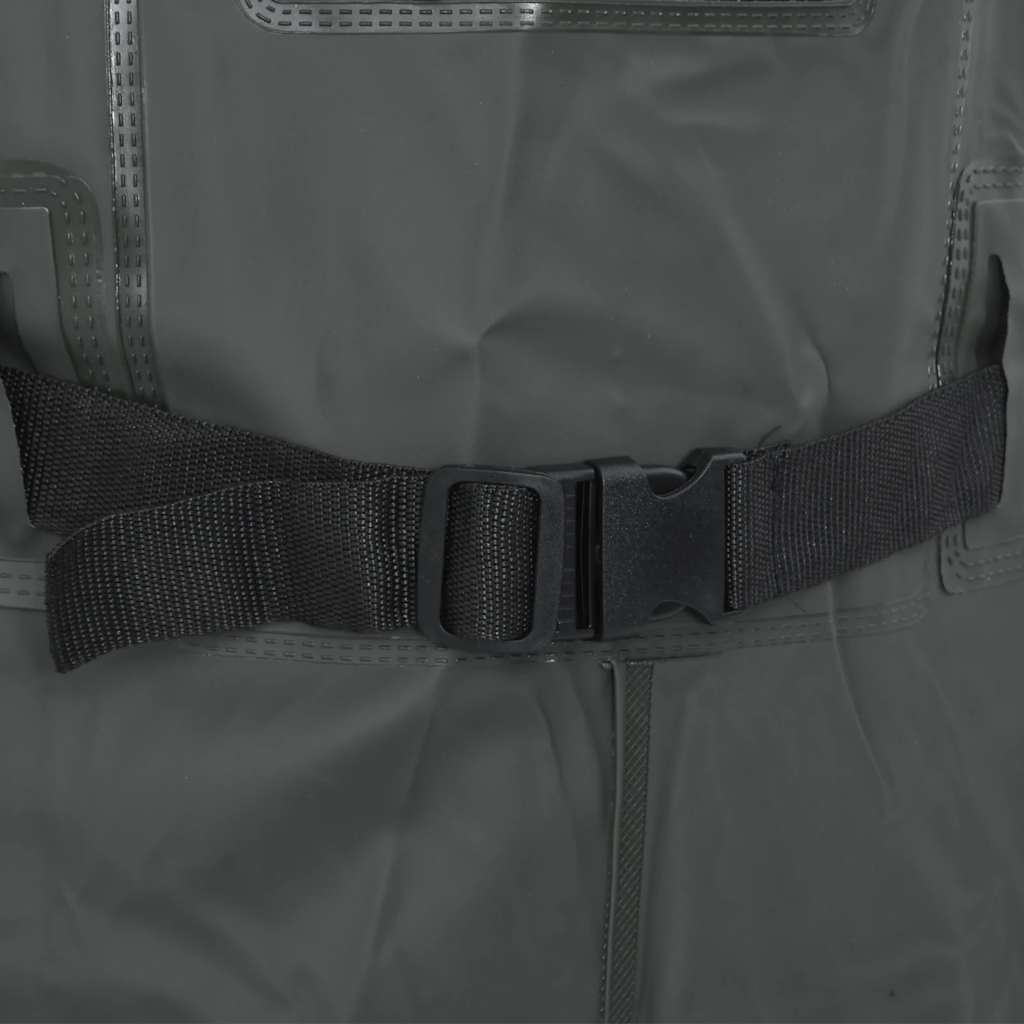 vidaXL Chest Waders with Boots and Belt Dark Green Size 45 6
