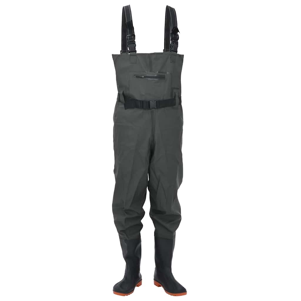 vidaXL Chest Waders with Boots and Belt Dark Green Size 46 2