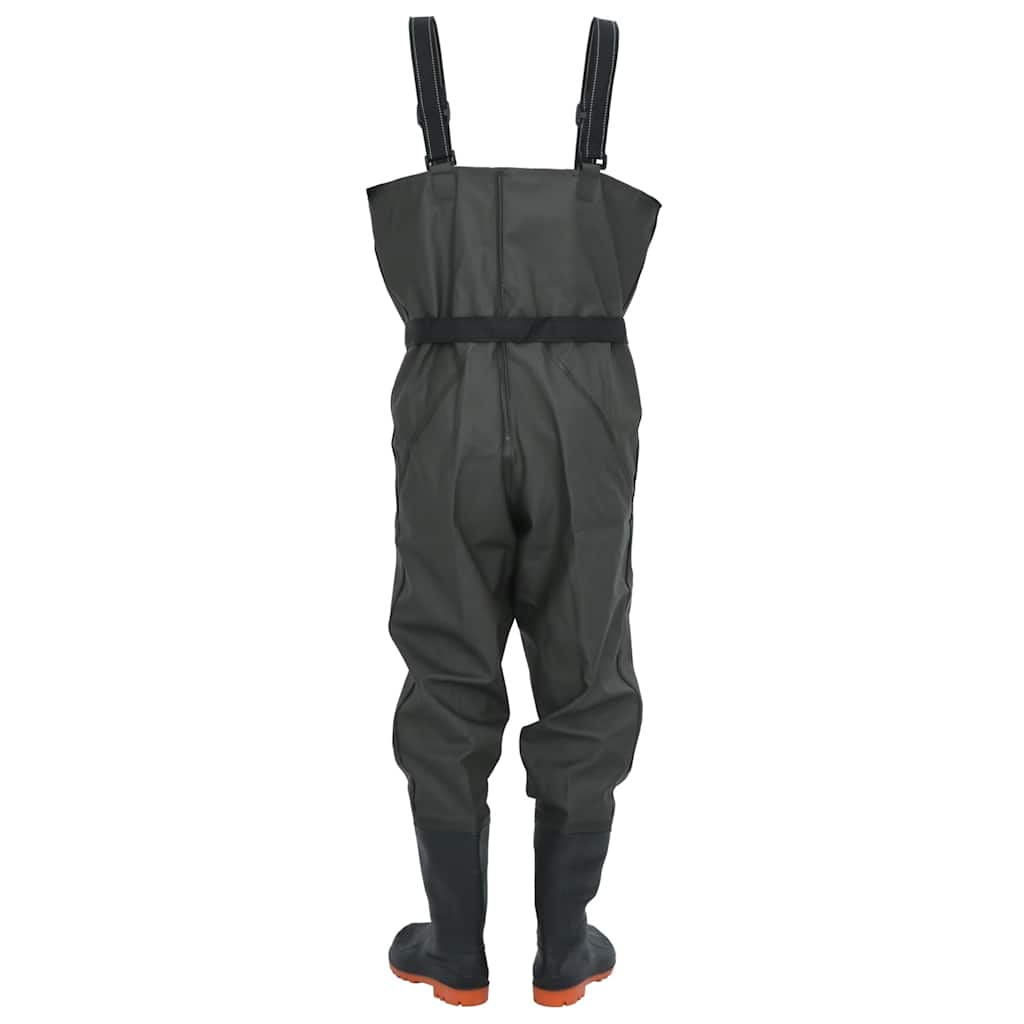 vidaXL Chest Waders with Boots and Belt Dark Green Size 46 4