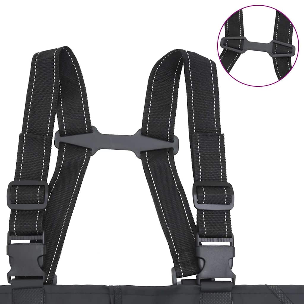 vidaXL Chest Waders with Boots and Belt Black Size 38 5