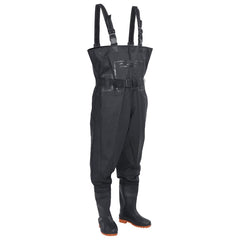vidaXL Chest Waders with Boots and Belt Black Size 39 1
