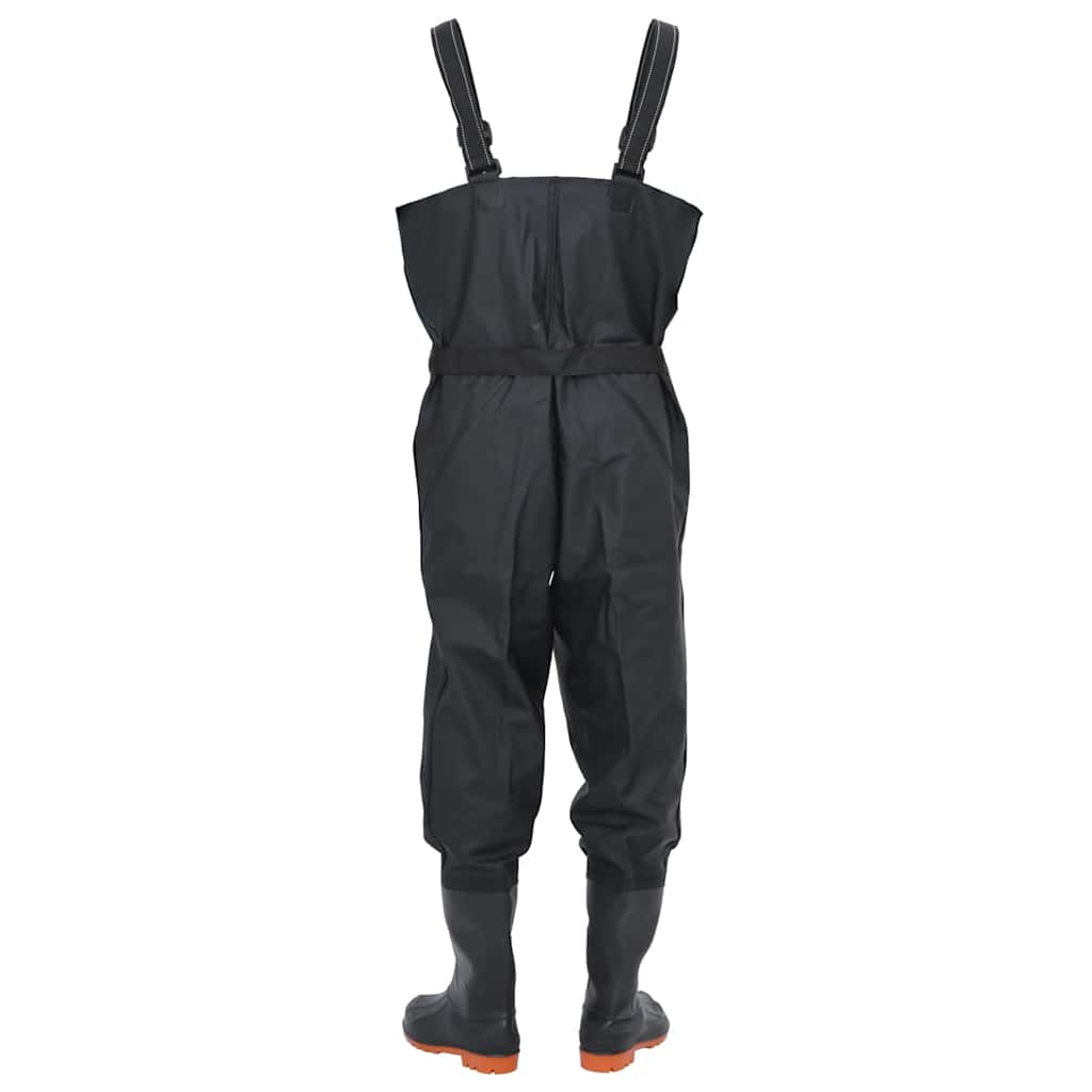 vidaXL Chest Waders with Boots and Belt Black Size 39 4