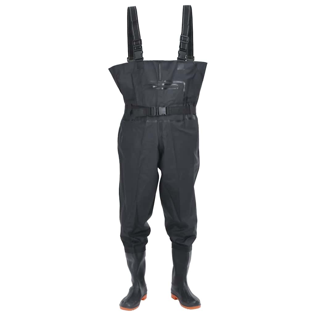 vidaXL Chest Waders with Boots and Belt Black Size 41 2