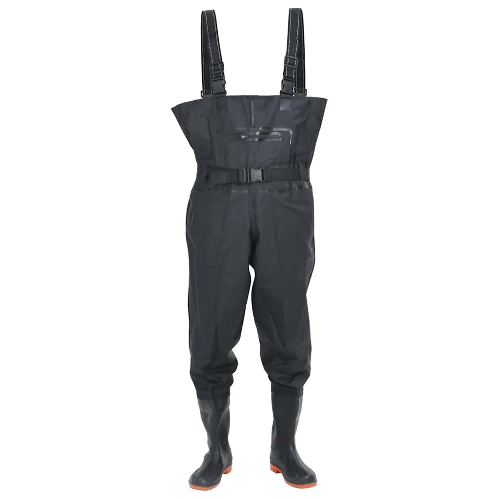 vidaXL Chest Waders with Boots and Belt Black Size 42 2