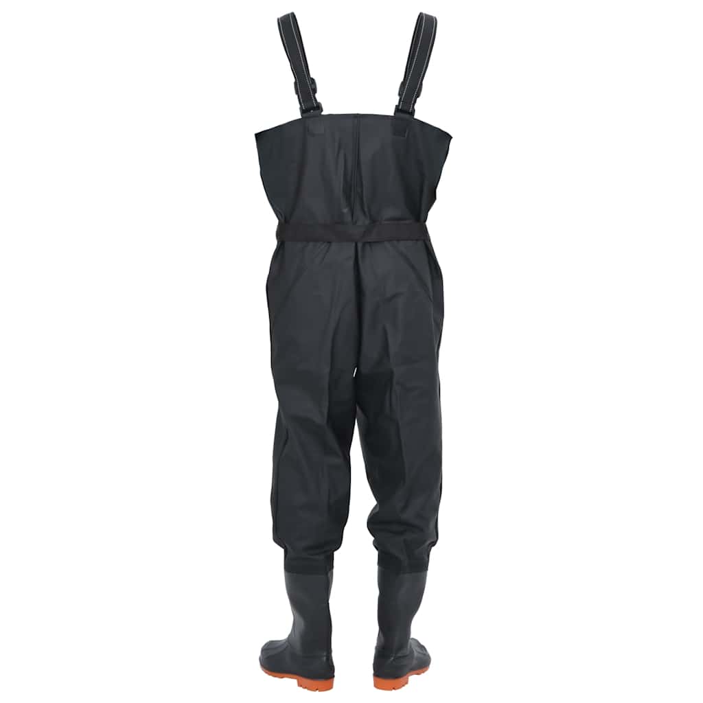 vidaXL Chest Waders with Boots and Belt Black Size 43 4