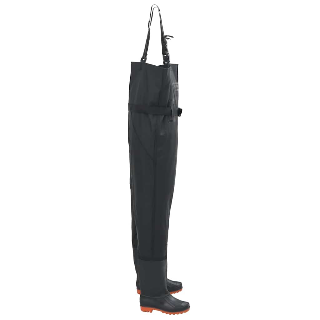 vidaXL Chest Waders with Boots and Belt Black Size 45 3