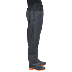vidaXL Waist Waders with Boots Black Size 45 3
