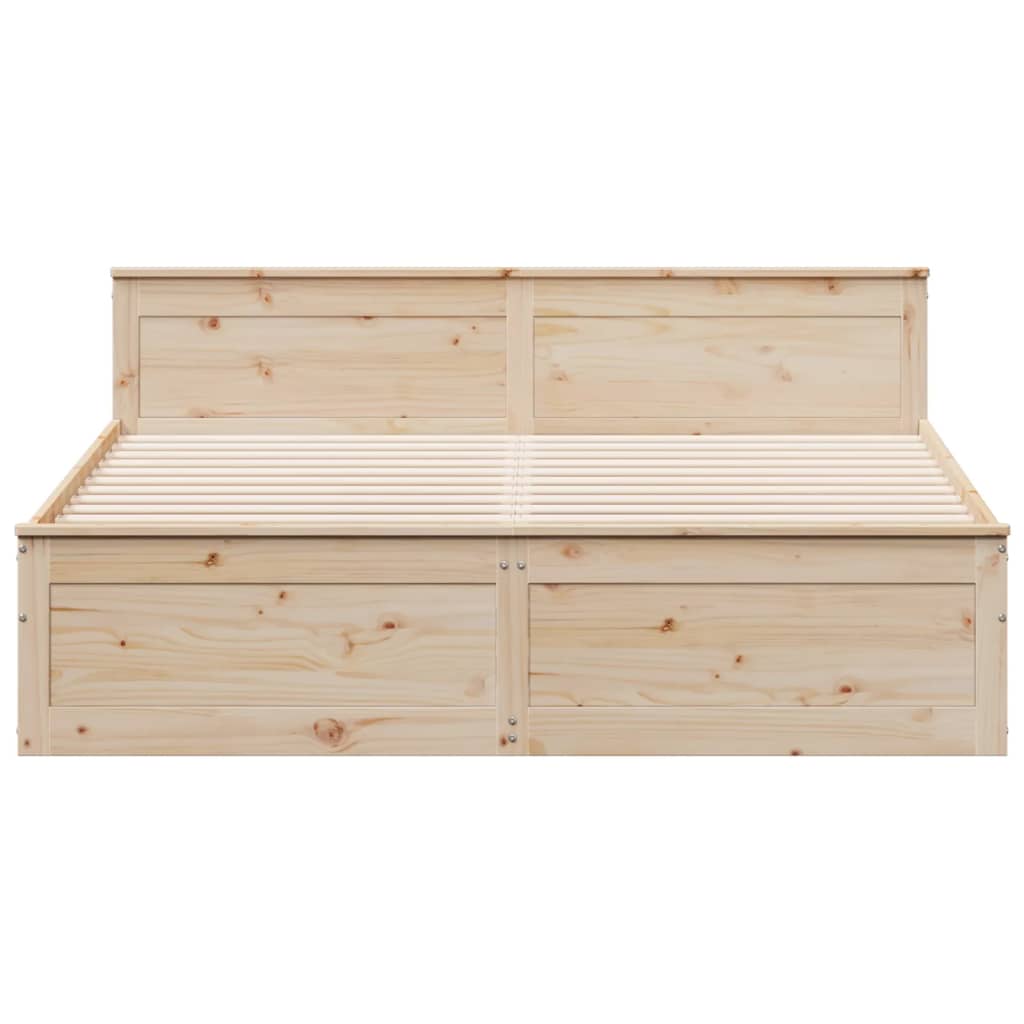 Bed Frame without Mattress with Headboard Length 200 cm Natural 200 cm