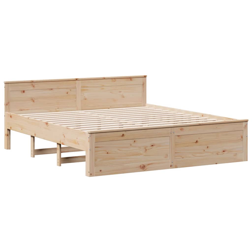 Bed Frame without Mattress with Headboard Length 200 cm Natural 200 cm