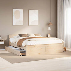 Bed Frame without Mattress with Headboard Length 200 cm Natural 180 cm