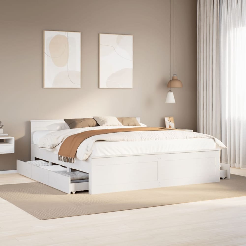Bed Frame without Mattress Headboard Length White