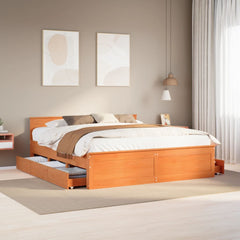 Bed Frame without Mattress with Headboard Length 200 cm Wax brown 180 cm